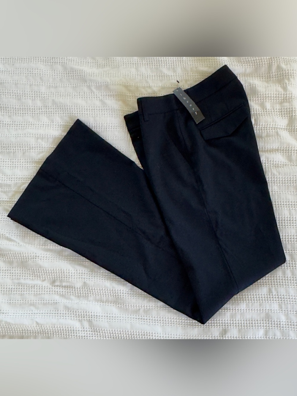 New with Tag Theory Alleen wide leg women trousers pants sz 00 Dark Blue USA - Picture 7 of 9
